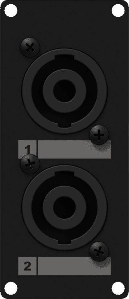 Cayymon Caymon Casy142/B BASA 1 Space s 2x samčí Speakon to 4-pinové terminálové bloky Black Version