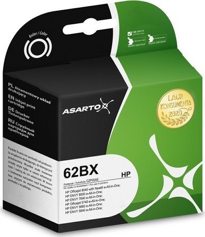 Inkoust Asarto Inkoust Asarto pro HP 62BX | C2P05AE | 18ml | Černá