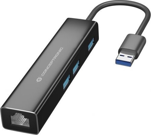 Concepttronic USB HUB 1x RJ-45 + 3x USB-A 3.0 (DONN07BA)