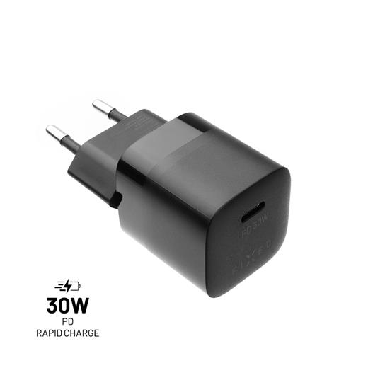 Fixed nabíječka do sítě Mini, konektor USB-C. podpora PD, 30 W, černá