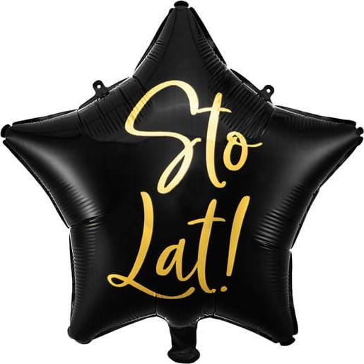 Party Deco Foil balónek Sto Lat!, 40 cm, černý