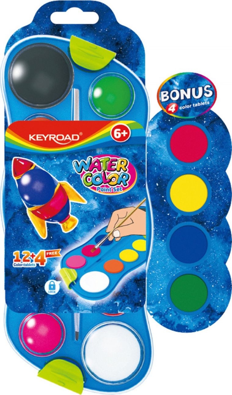 PBS Connect Watercolor maluje 12+4 barvami se štětcem KEYROAD