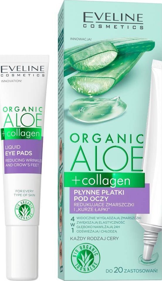 EveLine_organic aloe+kolagenové tekuté oční vločky snižující vrásky a kuřecí tlapy 20 ml