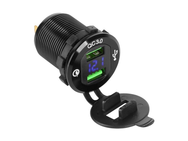 Nabíjačka PeiYing 2xUSB Quick Charge autonabíjačka s meračom napätia