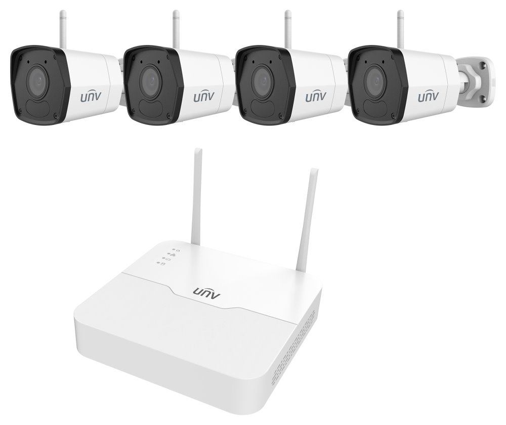 UNV KIT/NVR301-04LS3-W/4*2122LB-AF28WK-G/ 2.8mm 4 Ch/ H.265/1x HDD/40Mbps/mikrofon/microSD/ Wi-Fi/ DWDR/detekce pohybu