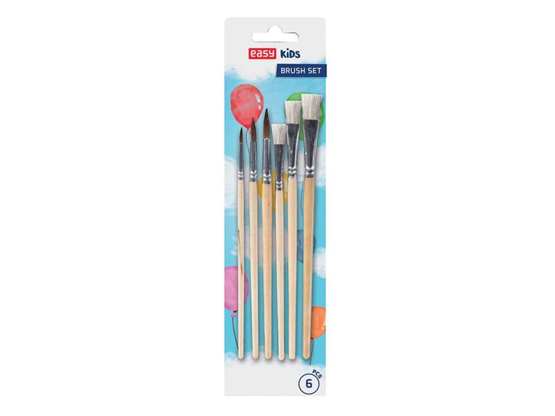 Easy Sada štetcov - mix ploché a okrúhle - "Pony Hair" Štetce EASY sada 6ks