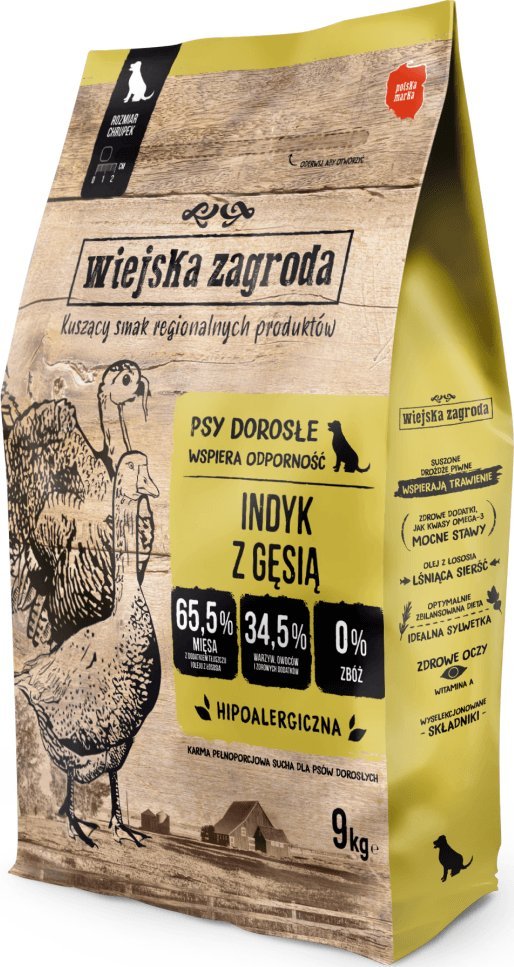 Wiejska Zagroda suché krmivo pro psy Krůta s husou 9 kg