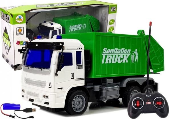 Popelářské auto LEANToys na dálkové ovládání 1:30 27MHz světla