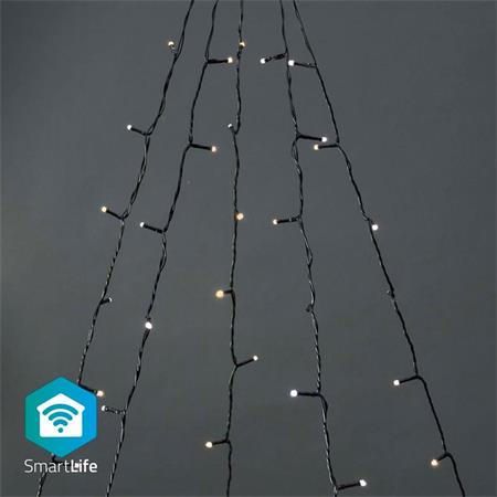NEDIS Wi-Fi chytré dekorativní LED/ teplá až studená bílá/ 200 LED s/ Android & iOS/ Nedis® SmartLife/ 5 x 4 m