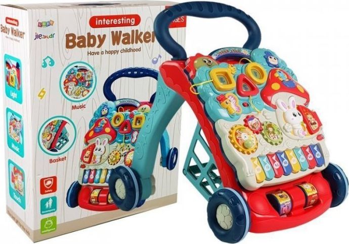 Chodítko LEANToys, kočárek, zvířata, čísla, figurky, klavír, zvuk