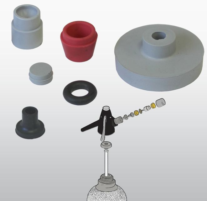 Těsnění sifonové láhve opletené