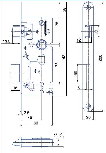 Zámok zadlabací 60/72 - kľúč K103P-L