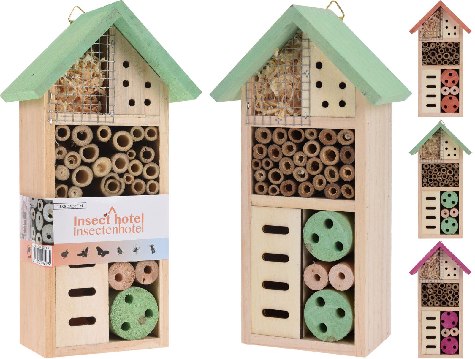 Hotel hmyzie 26x13x8, 5 cm mix farieb drevo