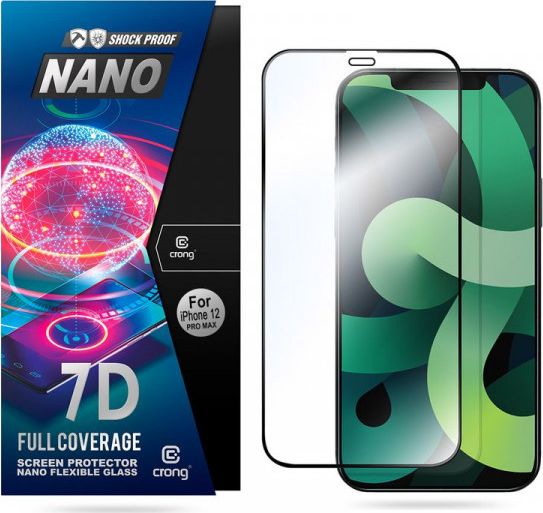 Crong Crong 7D Nano Flexible Glass - 9H hybridní sklo proti praskání pro celou obrazovku iPhone 12 Pro Max