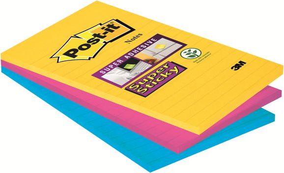 Post-it Pad SUPER STICKY 4690-SS3RIO-EU s podšívkou, paleta RIO DE JANEIRO, 101x152mm, 3x90 listů (3M0259)