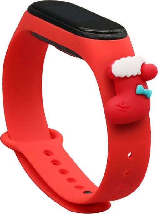 Vánoční silikonový náramek Hurtel Strap pro Xiaomi Mi Band 4 / Mi Band 3 Vánoční silikonový náramek červený (ponožka)