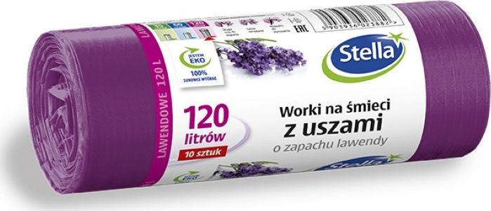 Stella Pytle na odpadky s uchy STELLA, vůně levandule, 120 l, 10 ks, levandule