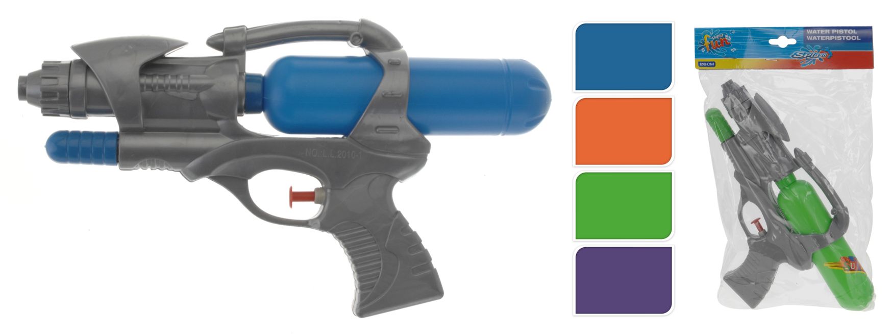Pištoľ striekacia detská 26 cm plast