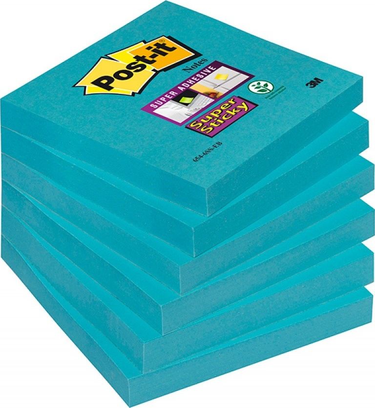 Post-it Sticky notes POST-IT Super Sticky (654-6SS-EB), 76x76mm, 1x90 listů, modrá