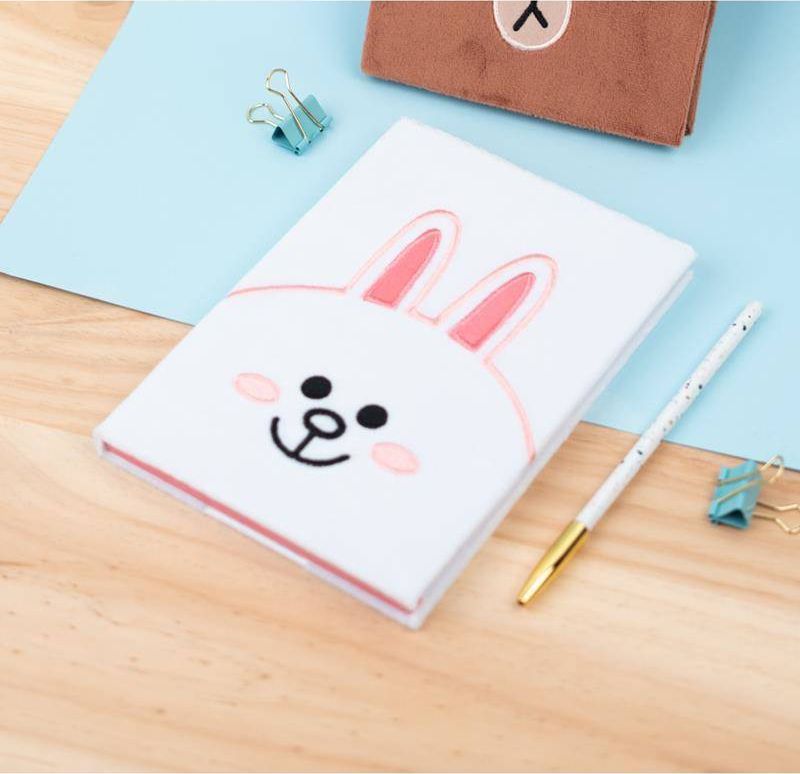 Plyšový zápisník Line Friends / Zápisník A5 Králíček Cony