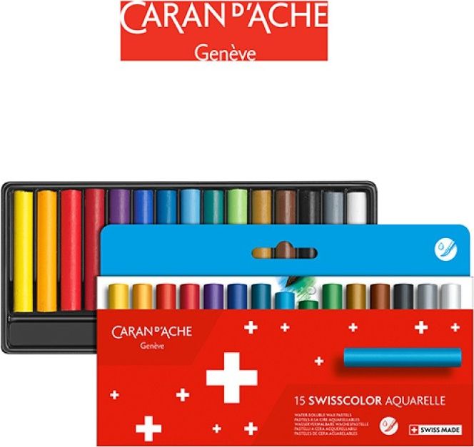 Caran d`Arche CARAN D ACHE Swisscolor voskové akvarelové pastelky, kartonová krabička, 15 ks.