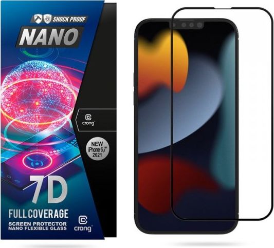 Crong Crong 7D Nano Flexible Glass - 9H hybridní sklo proti praskání pro celou obrazovku iPhone 13 Pro Max