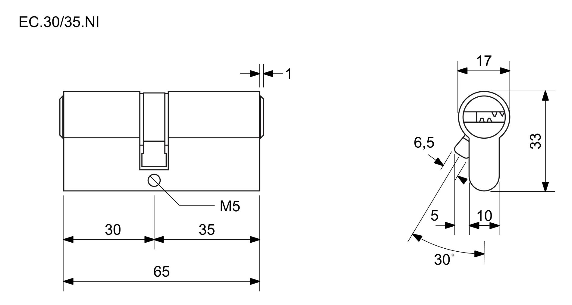 Vložka stavebná 30+30 EURO XCOLOR nikel (5 kľúčov)