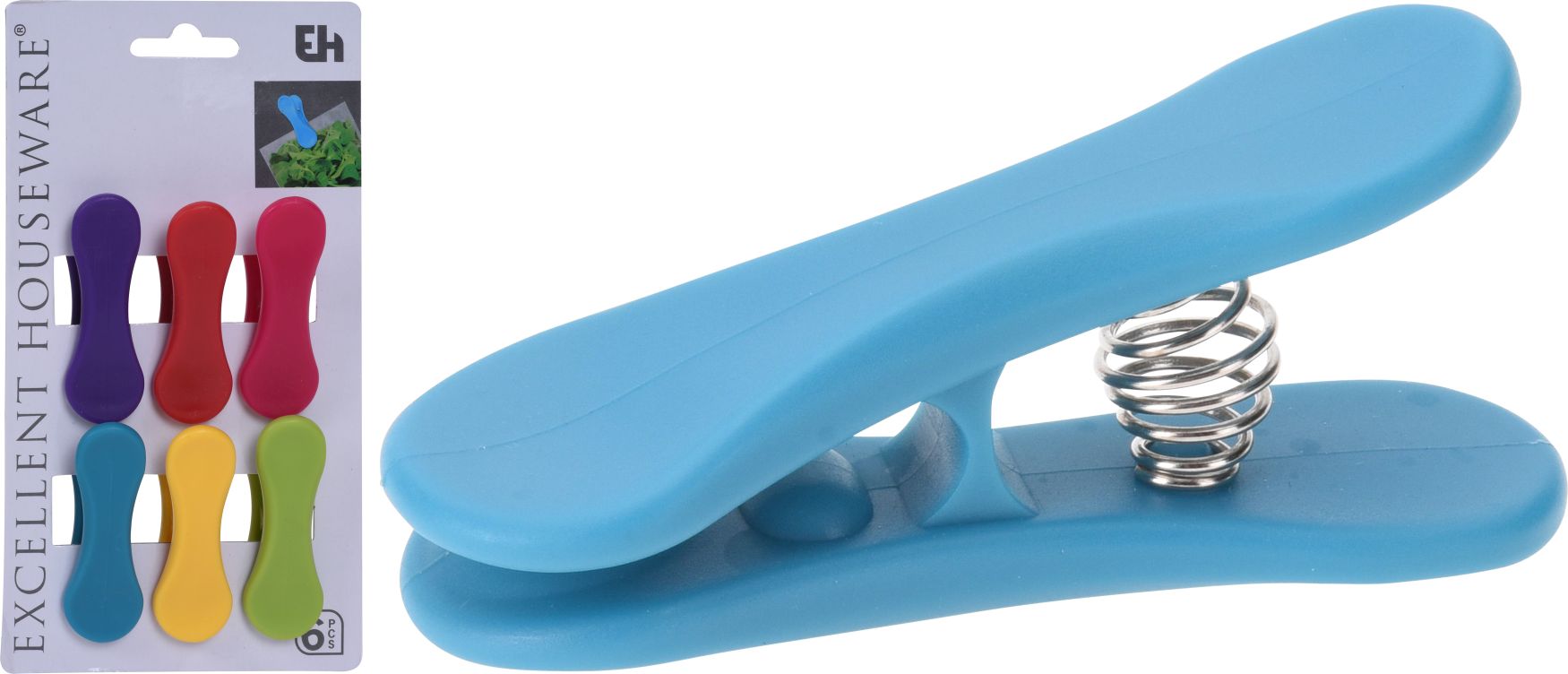 Klip na sáčky 6 ks 6,5 cm mix barev plast