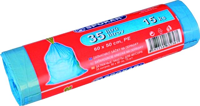Vrece na odpadky zaťahovacie 50x60 cm 35L/15 ks SPOKAR