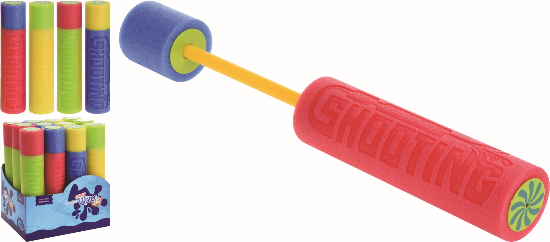 Pištoľ striekacia detská penová 32 cm mix farieb