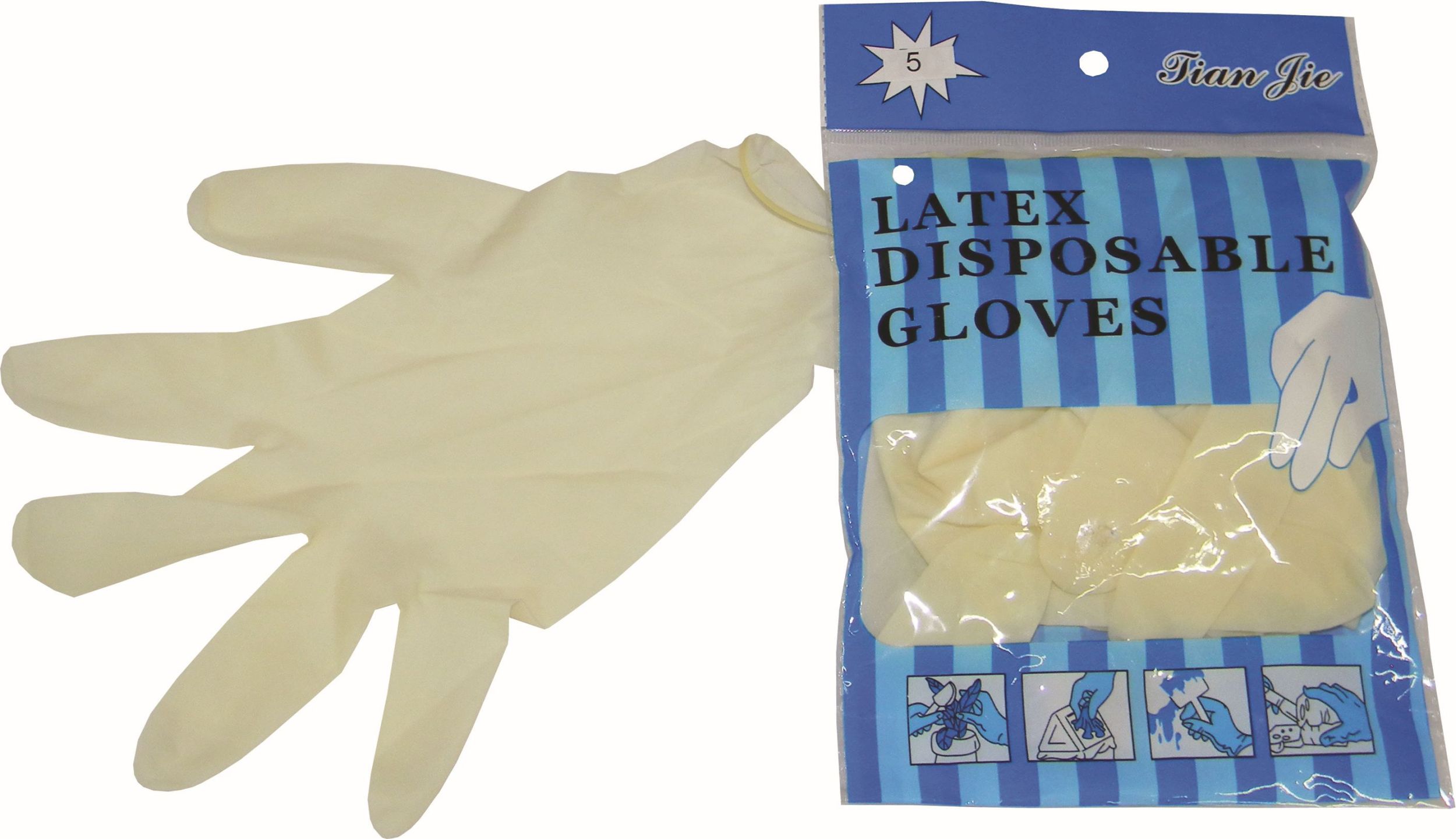 Rukavice latexové 5 ks M