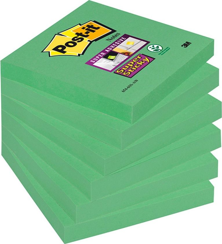 Post-it Sticky notes POST-IT Super Sticky (654-6SS-AW), 76x76mm, 1x90 listů, zelená