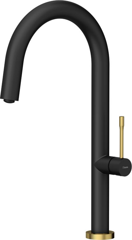Kuchyňská baterie Quadron Haley T Line Steelq Standing Carbon se zlatým povrchem (84818011)