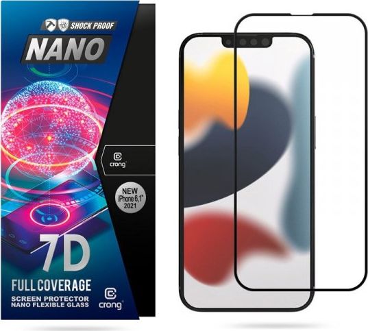 Crong Crong 7d Nano Flexible Glass - nekownující 9h hybridní sklo pro celou obrazovku iPhone 13 / iPhone 13 Pro