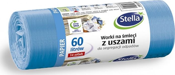 Stella STELLA pytle s uchy, na třídění papírového odpadu, 60 l, 14 ks., modrá, modrá