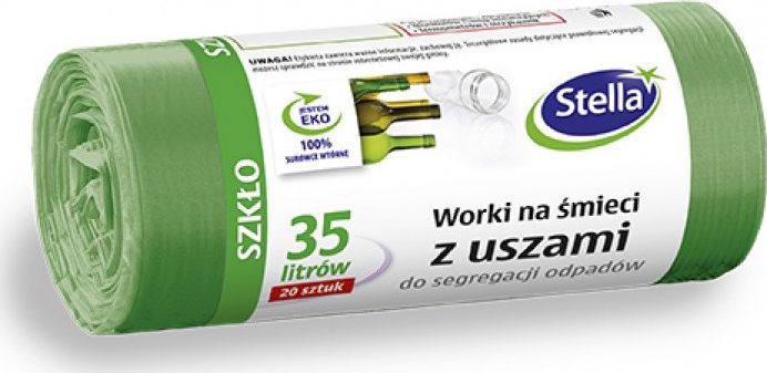 Stella STELLA sáčky s uchy, na třídění skla, 35 l, 20 ks, zelená, zelená