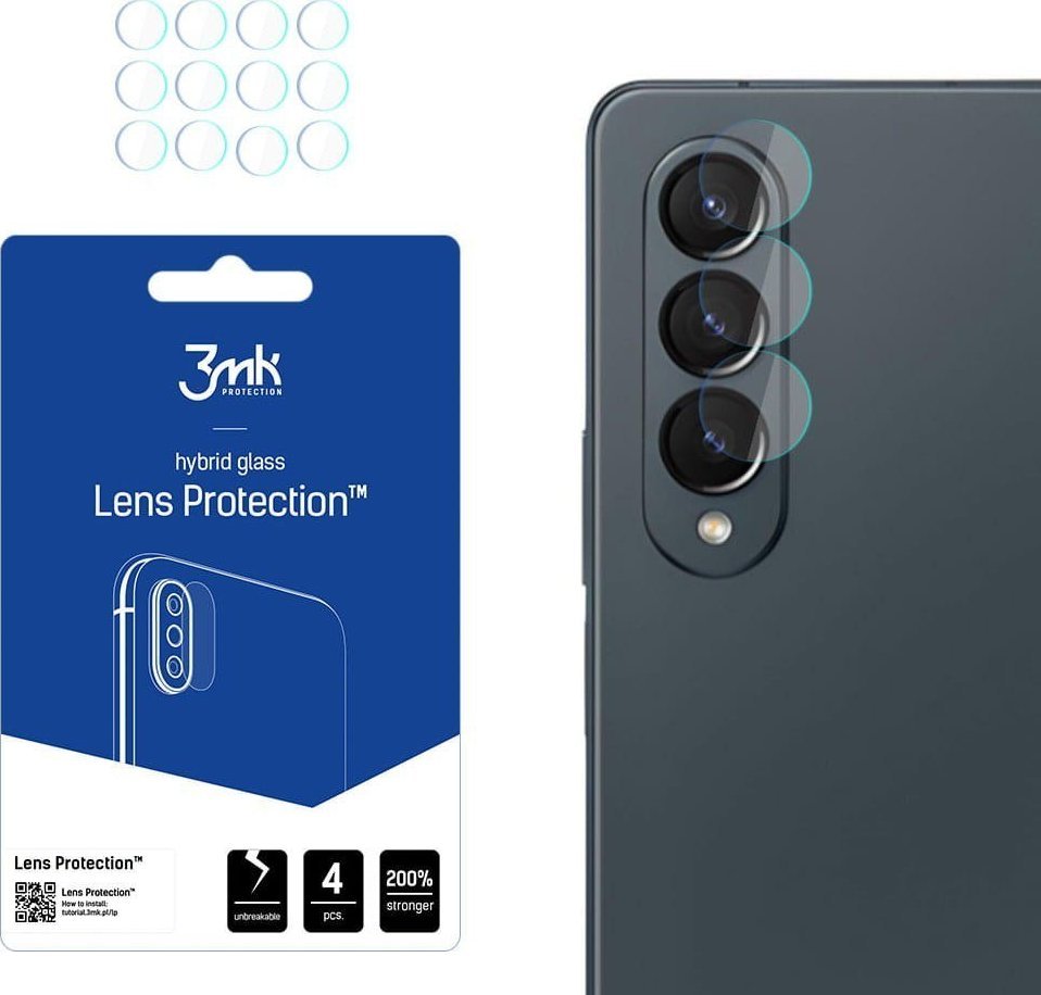3mk hybridní sklo Lens ochrana kamery pro Samsung Galaxy Z Fold4 (4ks)