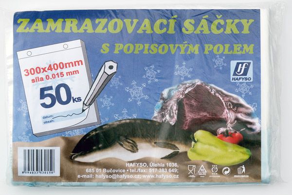 Sáček do mrazáku 50 ks 30x40 cm s popisem