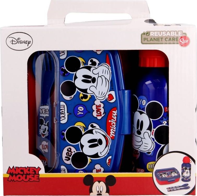 Mickey Mouse Mickey Mouse - Sada obeda, 400 ml fľaše s vodou, príbory
