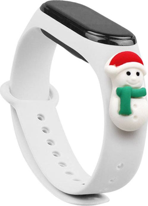 Vánoční silikonový náramek Hurtel Strap pro Xiaomi Mi Band 4 / Mi Band 3 Vánoční silikonový náramek White (Snowman 1)