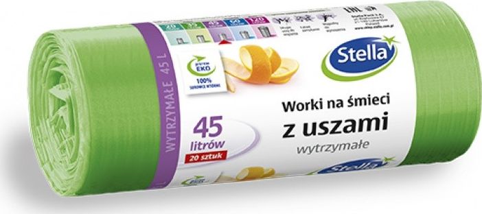 Stella STELLA pytle na odpadky, s uchy, 45 l, 20 ks, zelená, zelená
