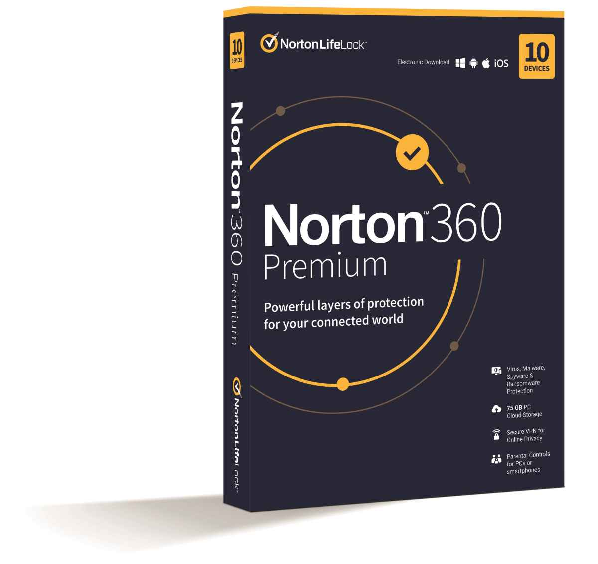 NORTON 360 PREMIUM 75GB +VPN 1 uživatel pro 10 zařízení na 3 roky