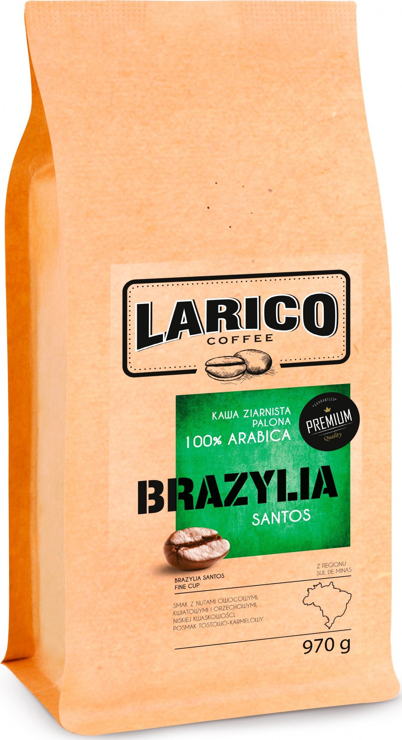 Brazilská zrnková káva Santos 970 g