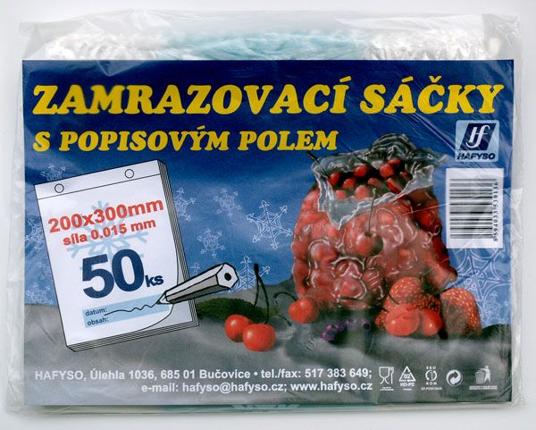 Sáček do mrazáku 50 ks 20x30 cm s popisem