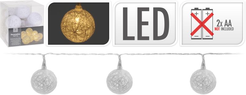 Svetlá vianočné 10 LED žiaroviek dekoračné gule