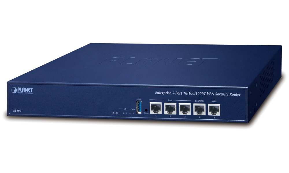 PLANET VR-300 Enterprise router/firewall VPN/VLAN/QoS/HA/AP kontroler, 2xWAN(SD-WAN), 3xLAN