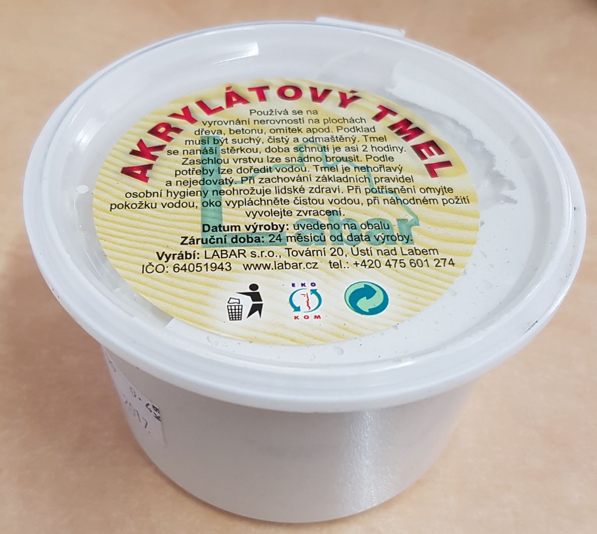 Tmel akryl 200 g biely