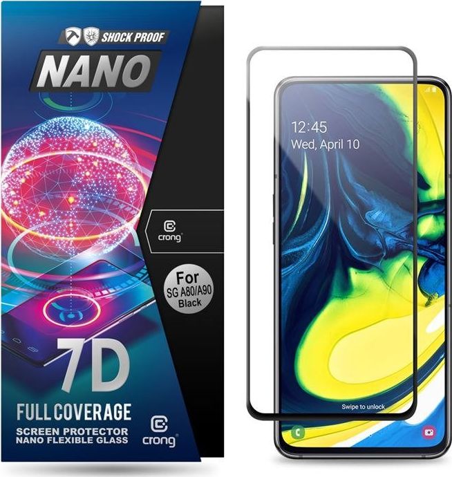Crong Crong 7d Nano Flexible Glass - 9H Hybridní sklo pro celou obrazovku Samsung Galaxy A80 / A90 Universal