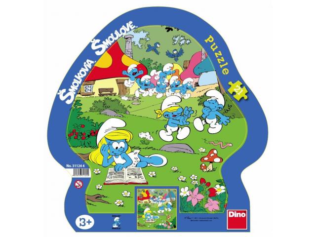 Puzzle Šmolkovia 2 (kontúra-domček) - 21 dielikov