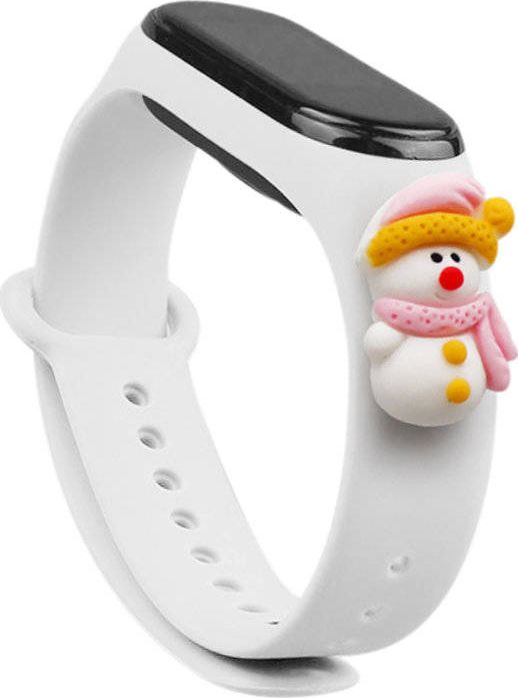 Vánoční silikonový náramek Hurtel Strap pro Xiaomi Mi Band 4 / Mi Band 3 Vánoční silikonový náramek bílý (Snowman 2)